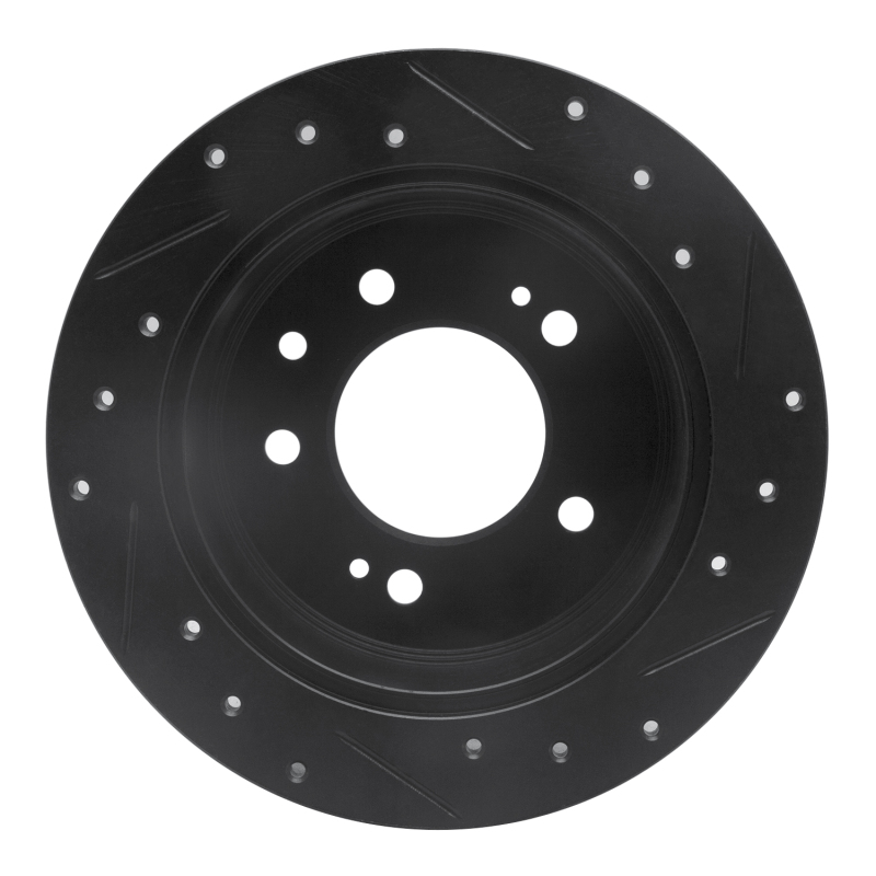 Hyundai Elantra Brake Rotor (1) - Rear Left - R1 Concepts - Drilled & Slotted - Black - `07-`10